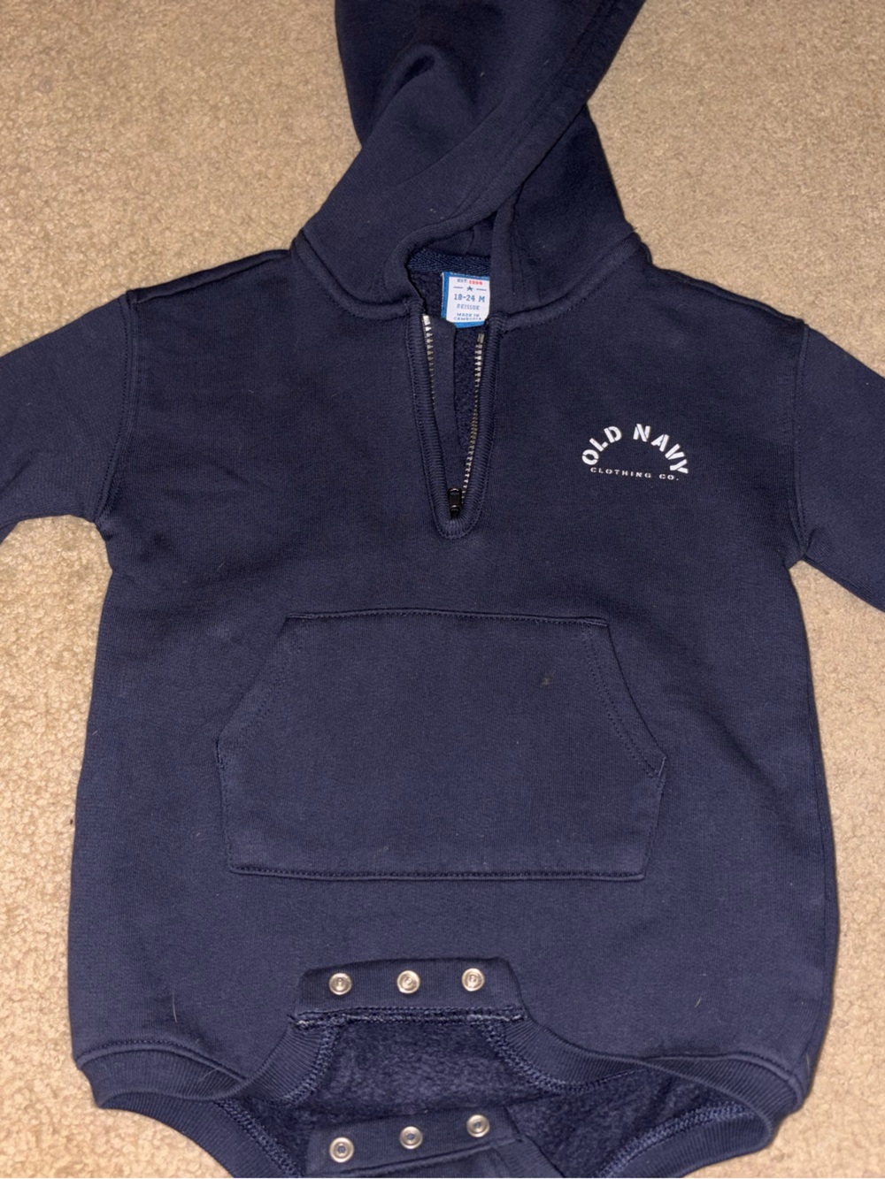 Old Navy Navy Hooded Pullover Sweatshirt for Kids